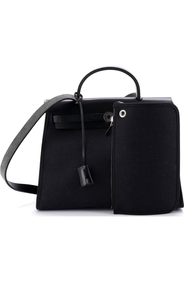 Pre-Owned Hermes Herbag Zip Leather and Toile 31, Alternate, color, Noir