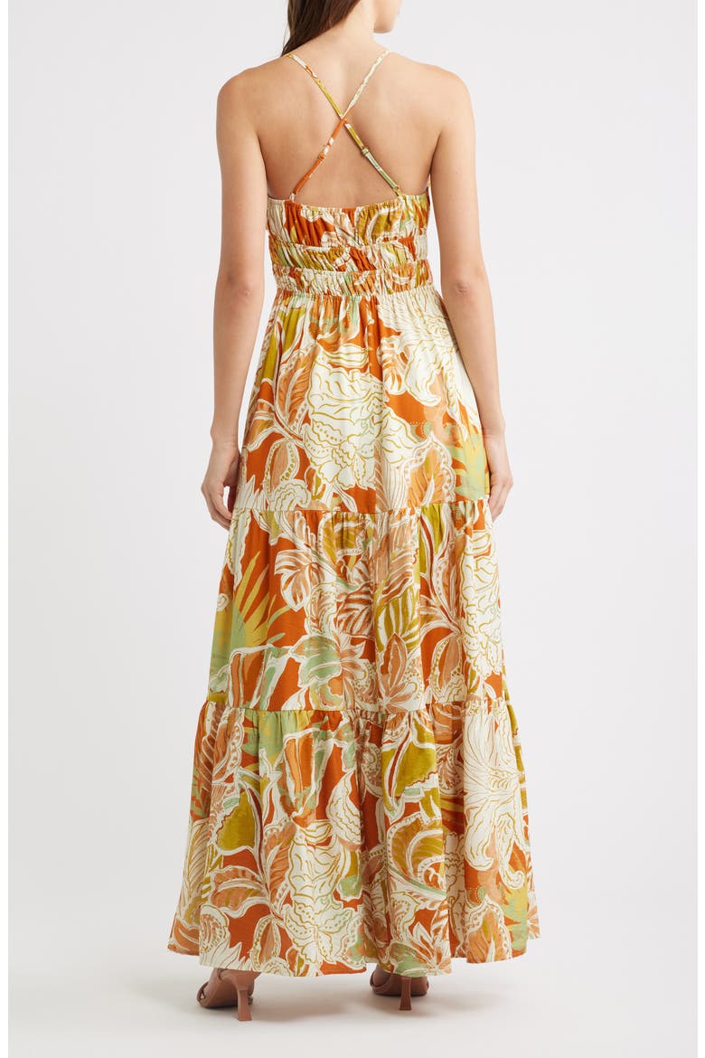 Floral Print Sleeveless Maxi Dress, Alternate, color, BRICK