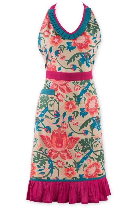 Floral Print Cotton Apron