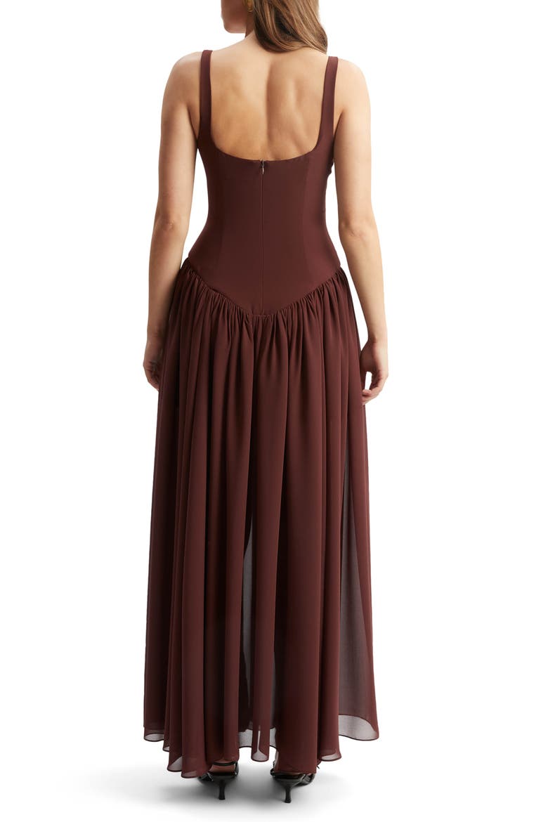 Briann Corset Bodice Maxi Dress, Alternate, color, CHOCOLATE
