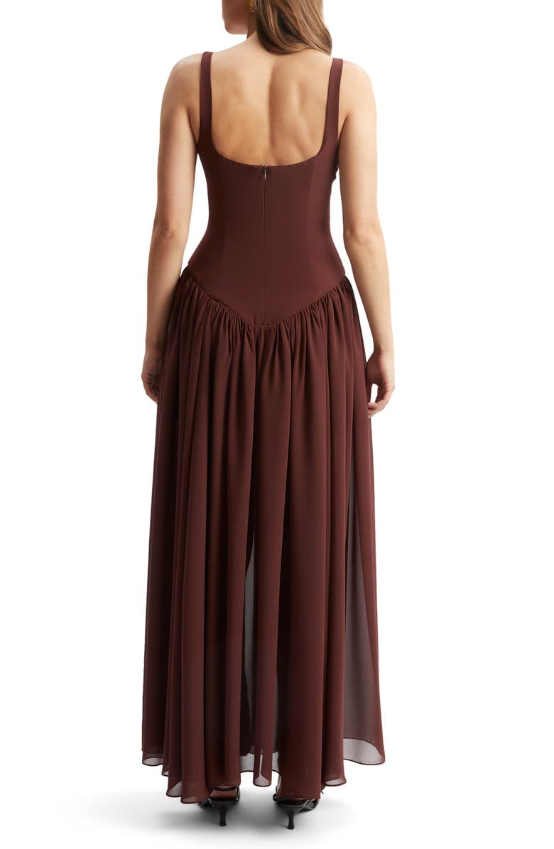 Bardot Briann Corset Bodice Maxi Dress, Alternate, color, Chocolate