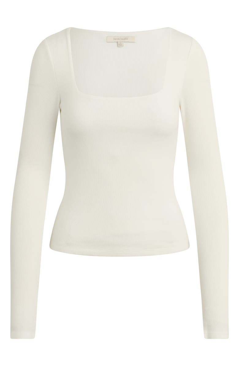 Favorite Daughter The Harvey Fitted Square Neck Rib Sweater, Alternate, color, White