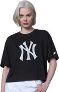 STARTER Women's Starter Black New York Yankees Holy Grail Boxy Cropped T-Shirt