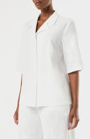 Marina Rinaldi Visino Embroidered Linen & Cotton Camp Shirt