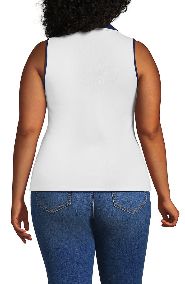 Lands' End Drapey Rib Sleeveless Johnny Collar Polo Shirt, Alternate, color, 