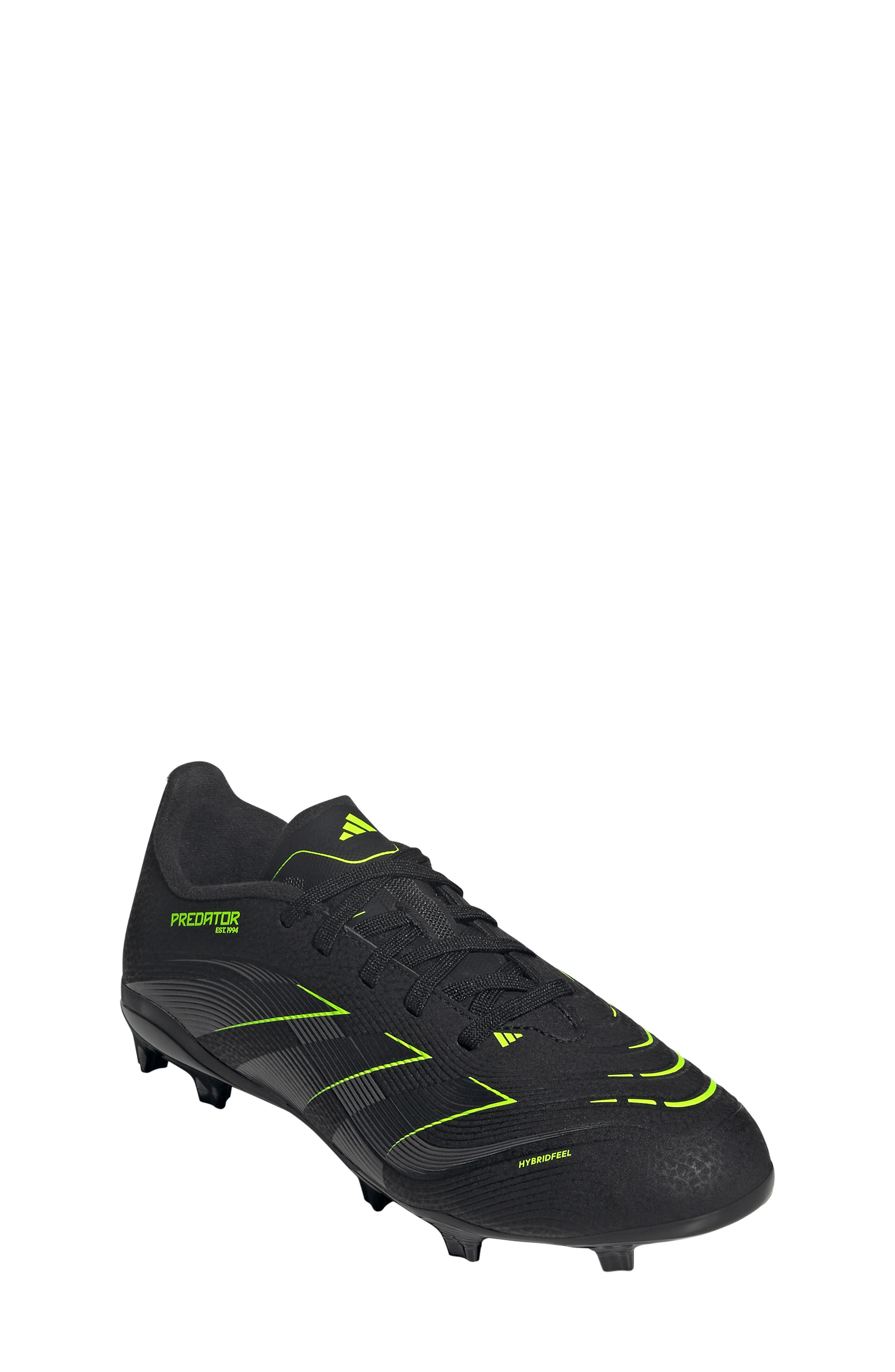 adidas Kids' Predator Club Firm/Multiground Soccer Cleat, Main, color, Black/ Carbon/ Lucid Lemon