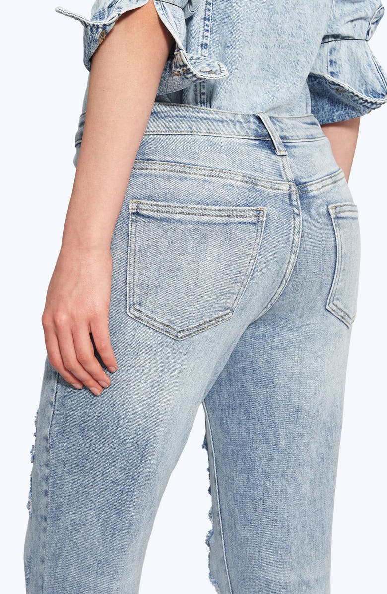 Bayeas High Waist Rolled Cuff Straight Leg Jeans, Alternate, color, Light Blue