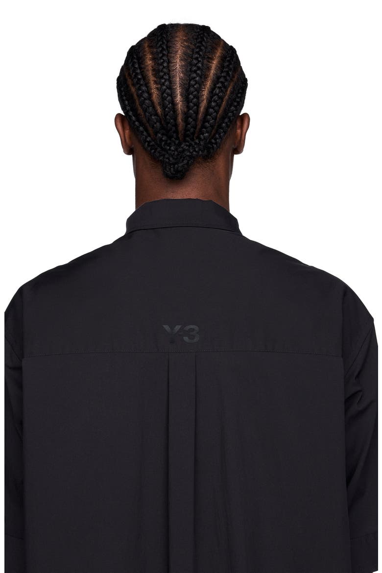 Regular Fit Cotton Blend Utility Shirt, Alternate, color, BLACK