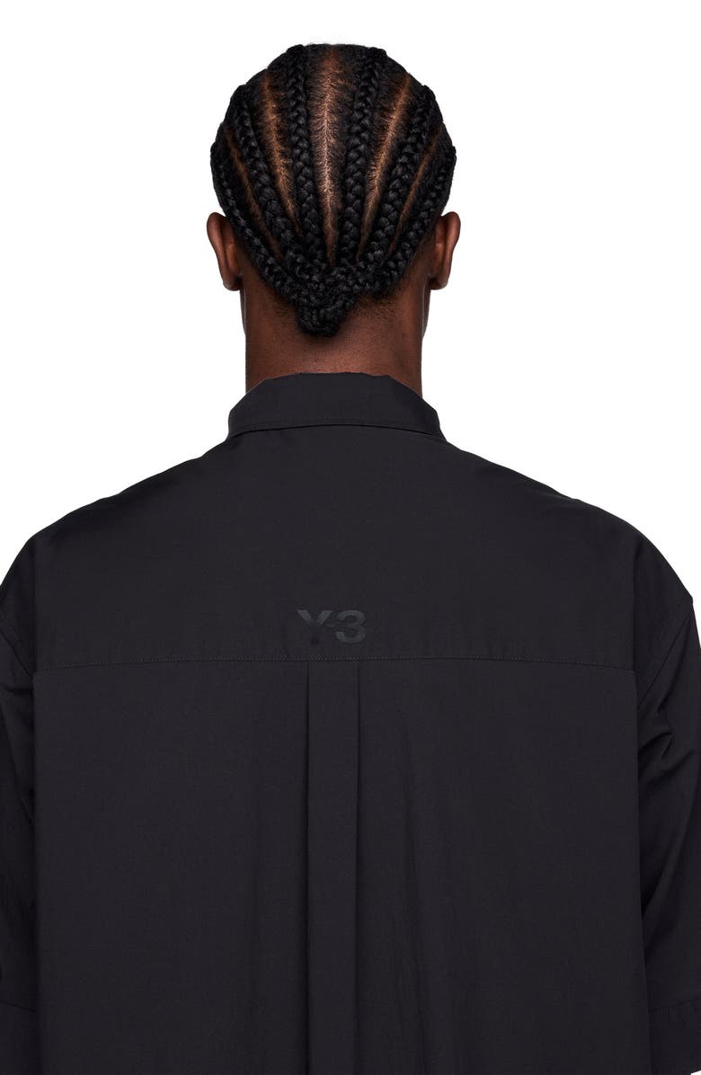Y-3 Regular Fit Cotton Blend Utility Shirt, Alternate, color, Black