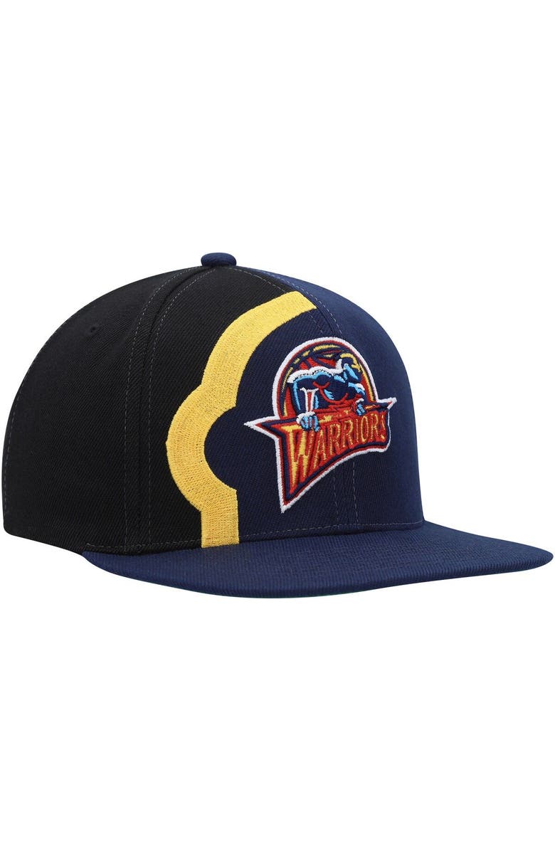 Mitchell & Ness Men's Mitchell & Ness Navy Golden State Warriors Hardwood Classics Retroline Snapback Hat, Alternate, color, 
