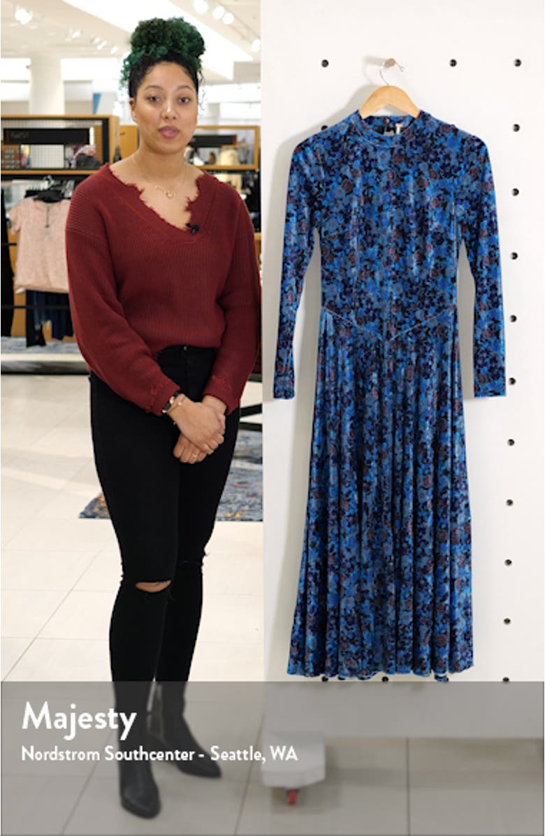 Free People Heartland Long Sleeve Velvet Midi Dress | Nordstrom