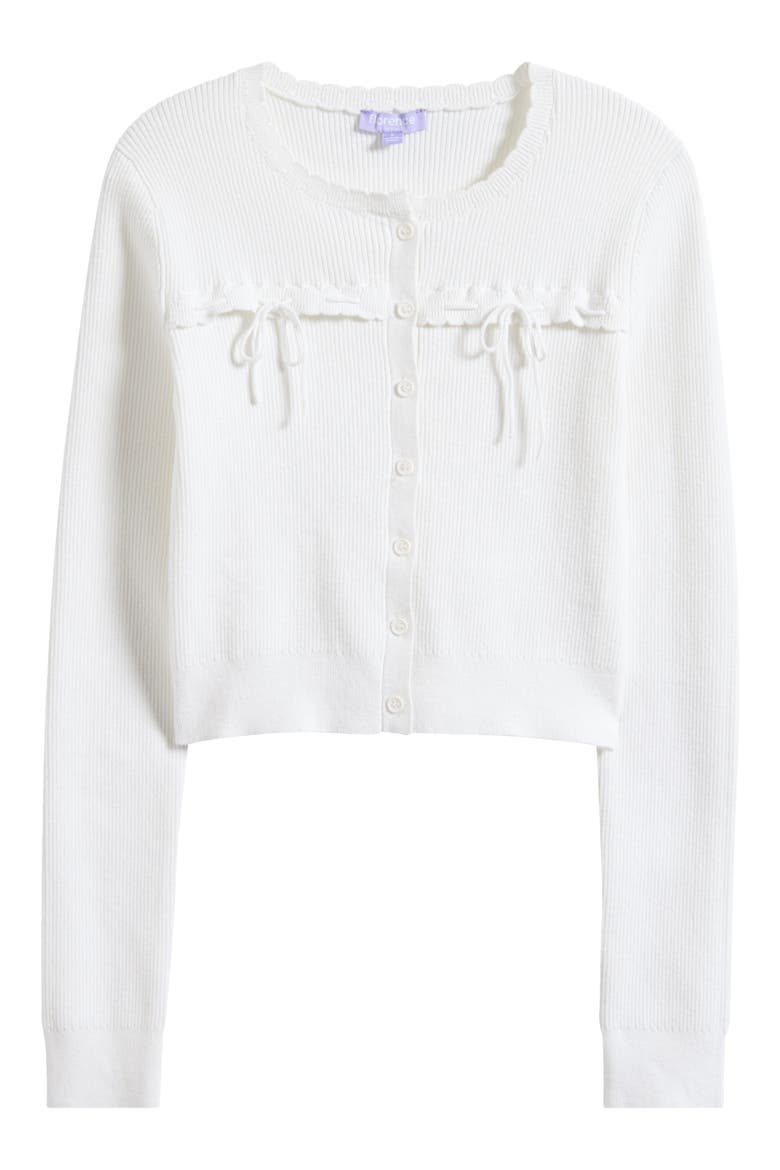 Baby Bow Rib Knit Button Front Crop Cardigan, Alternate, color, BRIGHT WHITE