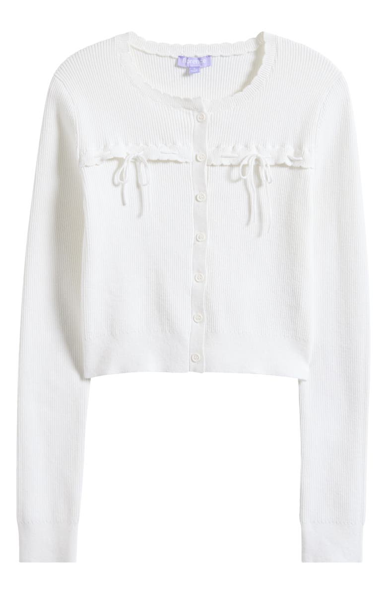 Florence by Mills Baby Bow Rib Knit Button Front Crop Cardigan, Alternate, color, Bright White