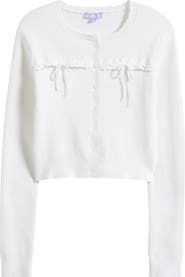 Florence by Mills Baby Bow Rib Knit Button Front Crop Cardigan