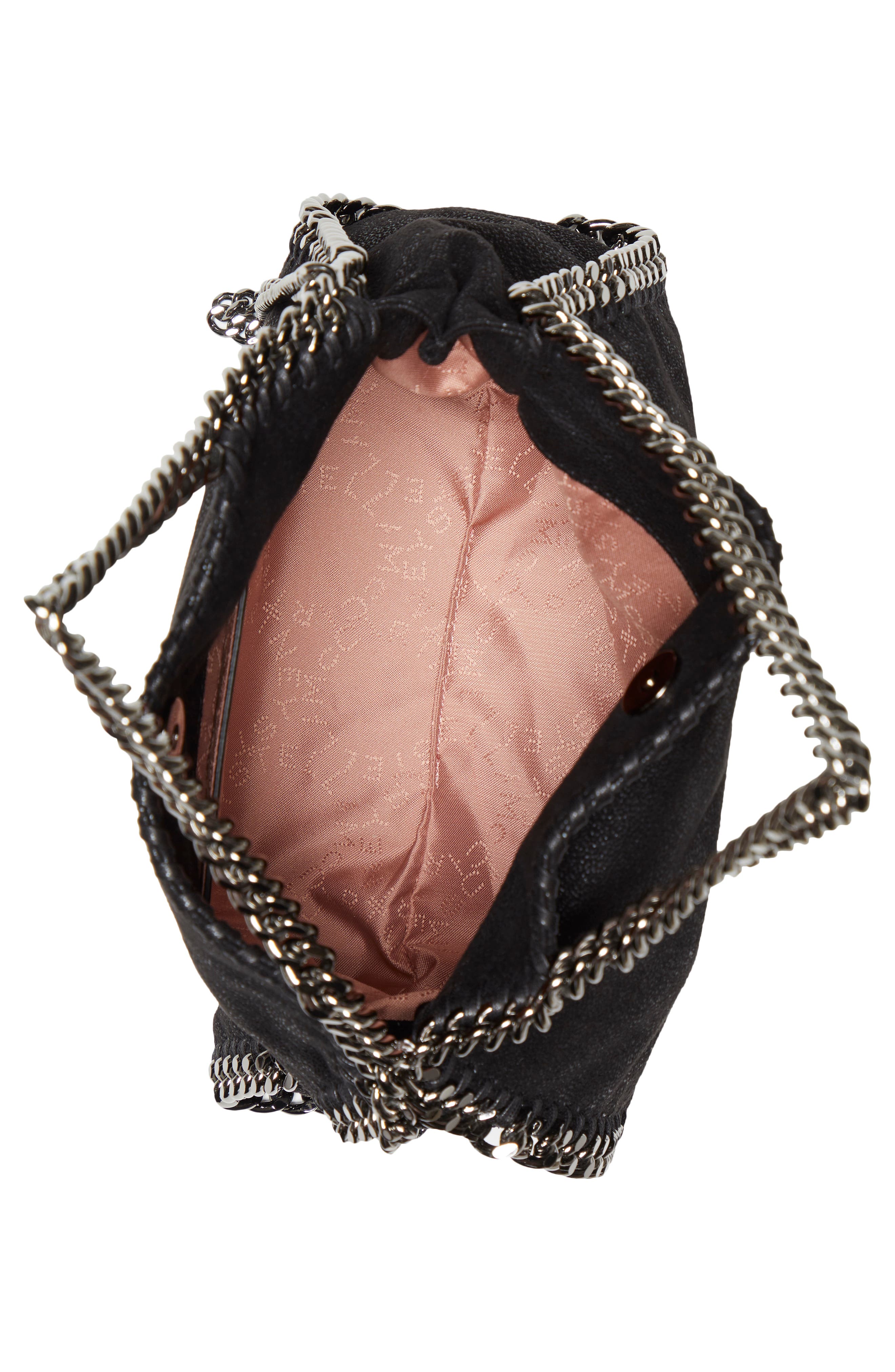 Stella McCartney Mini Falabella Faux Leather Tote, Alternate, color, Black W/ Silver