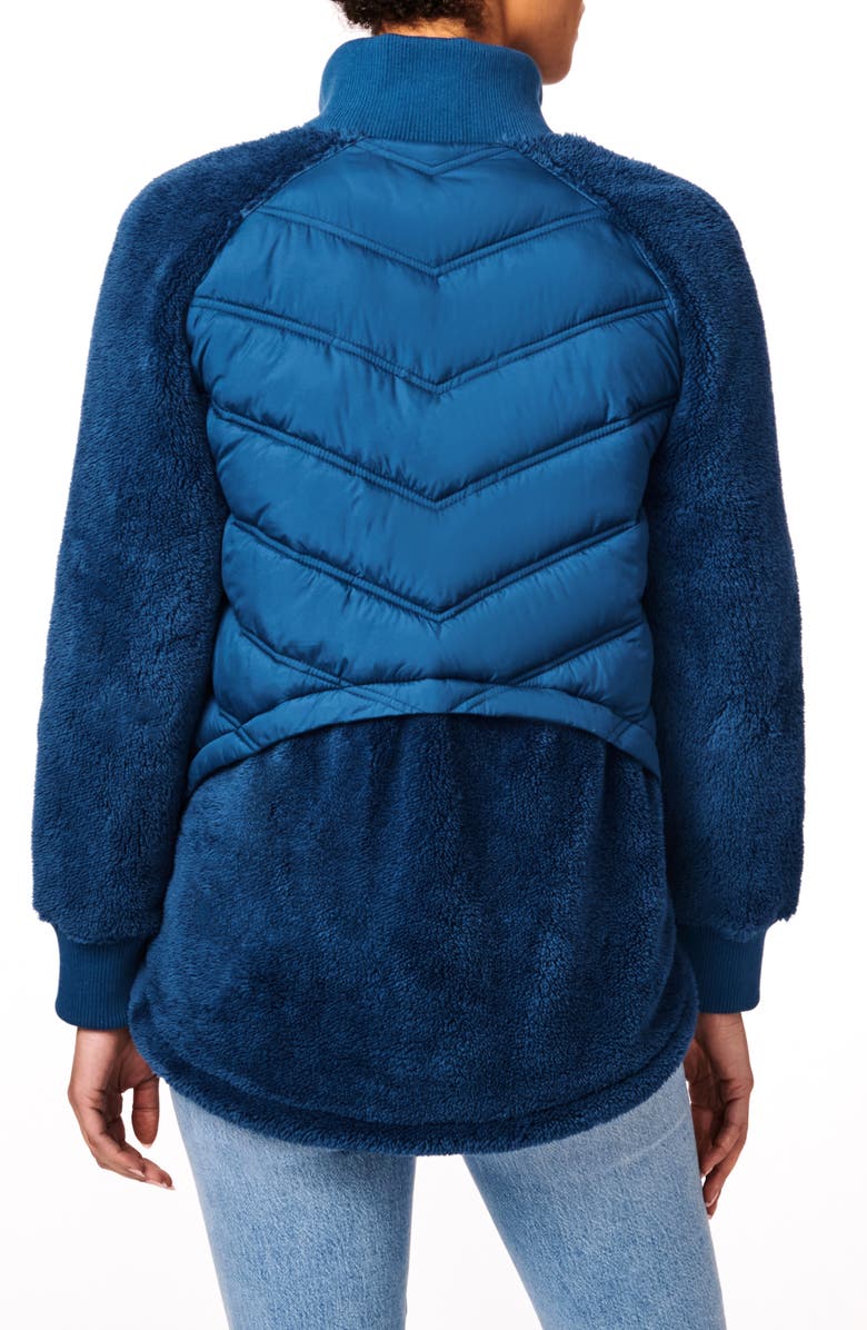Bernardo Mixed Media Puffer Jacket, Alternate, color, Teal Wing