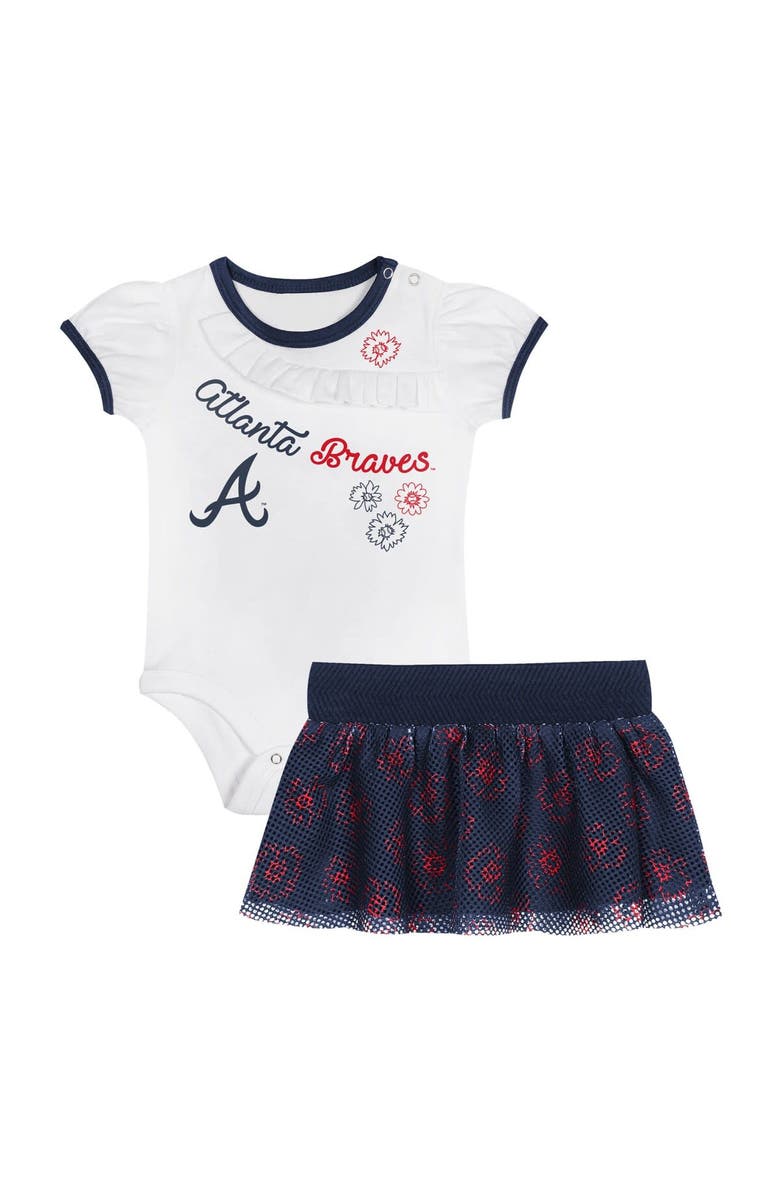 Outerstuff Infant Atlanta Braves Sweet Bodysuit & Skirt Set, Main, color, 