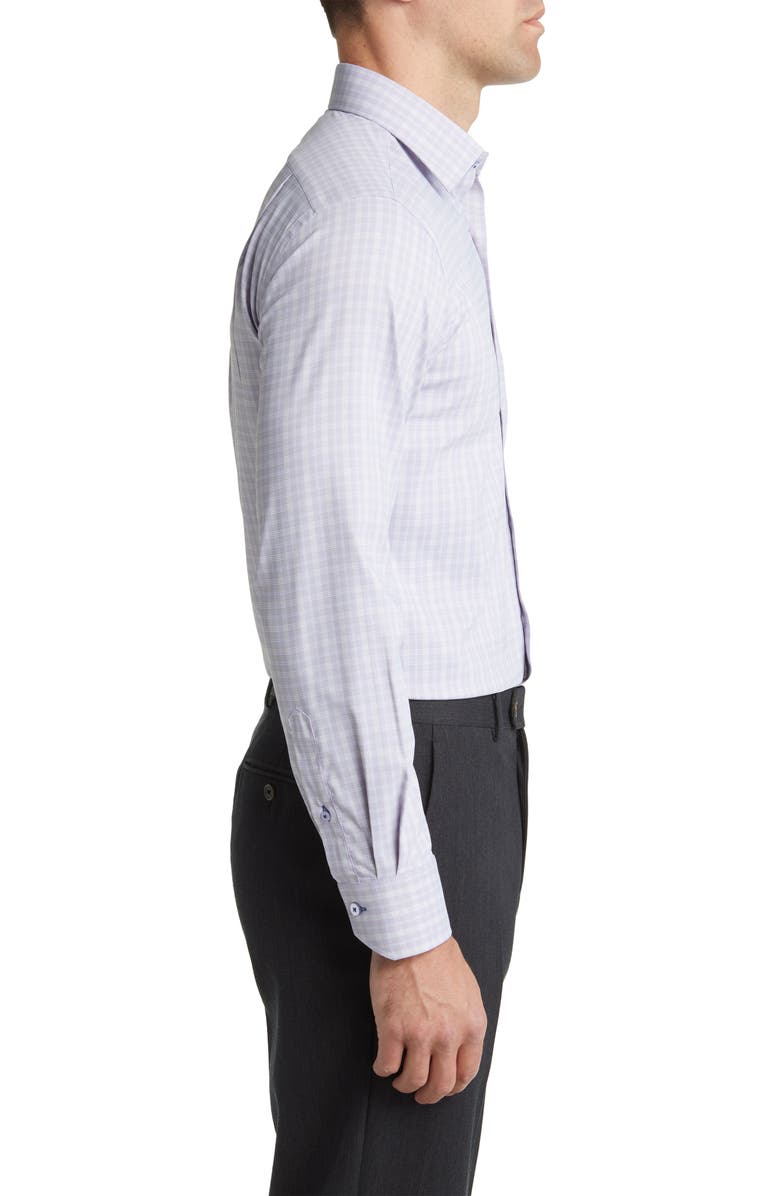 Lorenzo Uomo Trim Fit Textured Check Stretch Dress Shirt, Alternate, color, Lavender