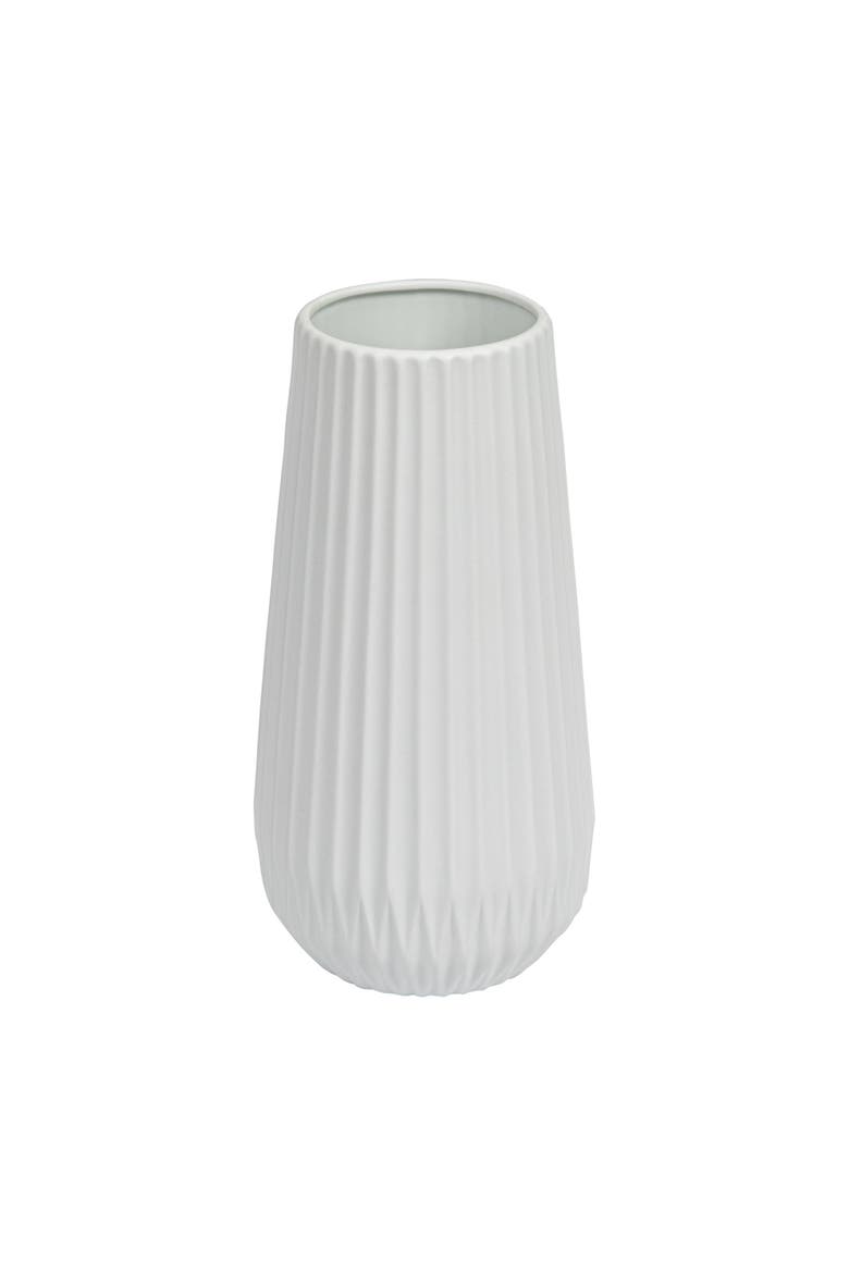 Fluted Vase with Embossed Lines, Main, color, White