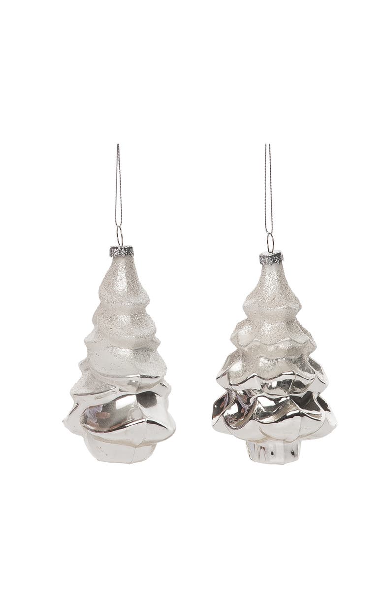 Transpac Multicolored Christmas Tree Ornament Set of 2 Glass, Alternate, color, Multicolored