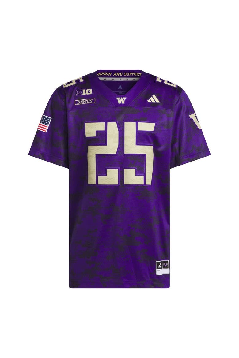 Men's adidas #25 Purple Washington Huskies Honor & Support Premier Strategy Jersey, Alternate, color, Purple