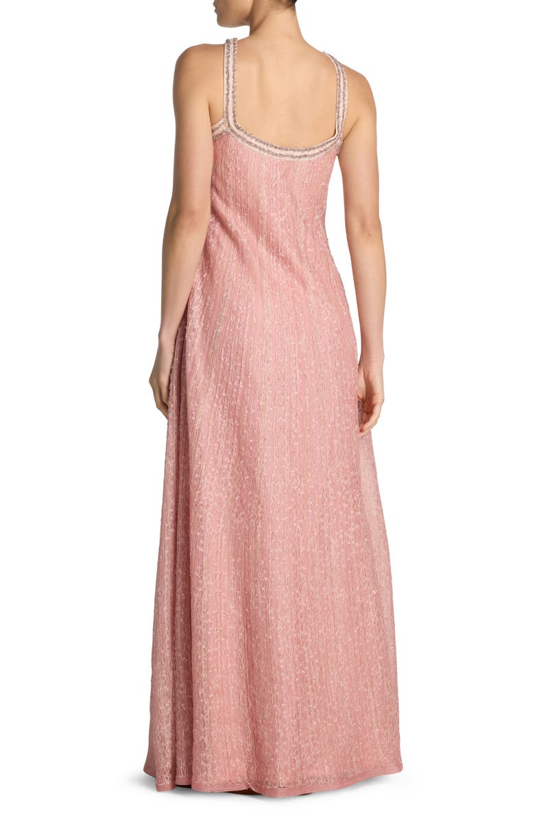 St. John Evening Eyelash Fringe Sleeveless Textured Knit Gown, Alternate, color, 