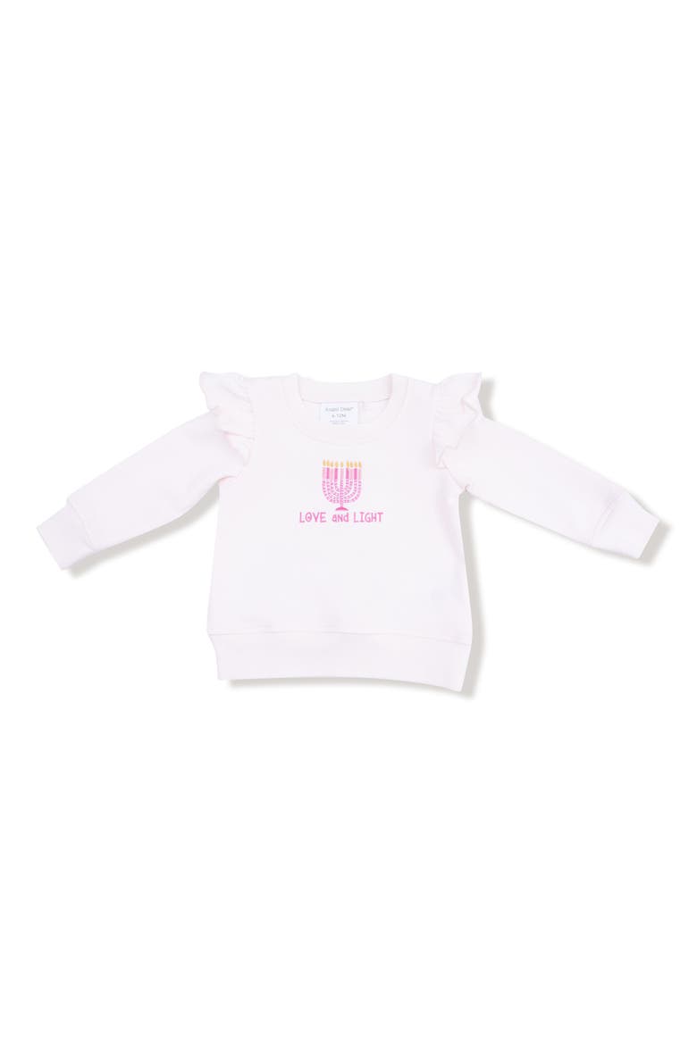 Kids' Ruffle Shoulder Hanukkah Sweatshirt, Main, color, PINK
