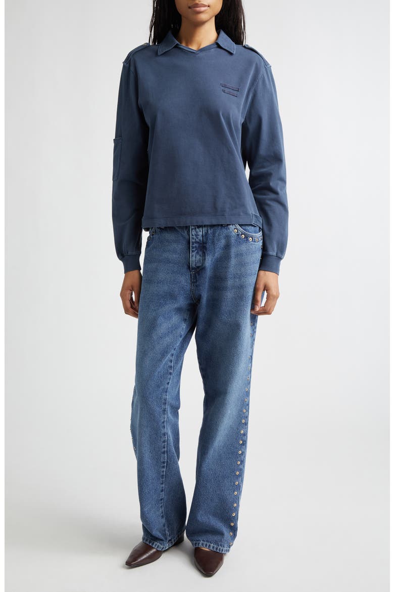 Crowd Rivet Studded Boyfriend Jeans, Alternate, color, DENIM