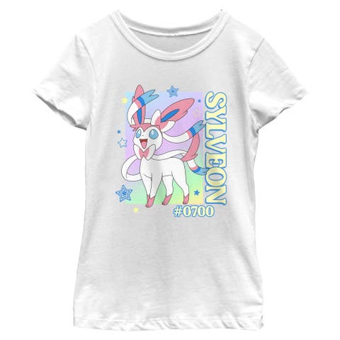 Girl's Pokemon Colorful Sylveon Stars  Graphic T-Shirt
