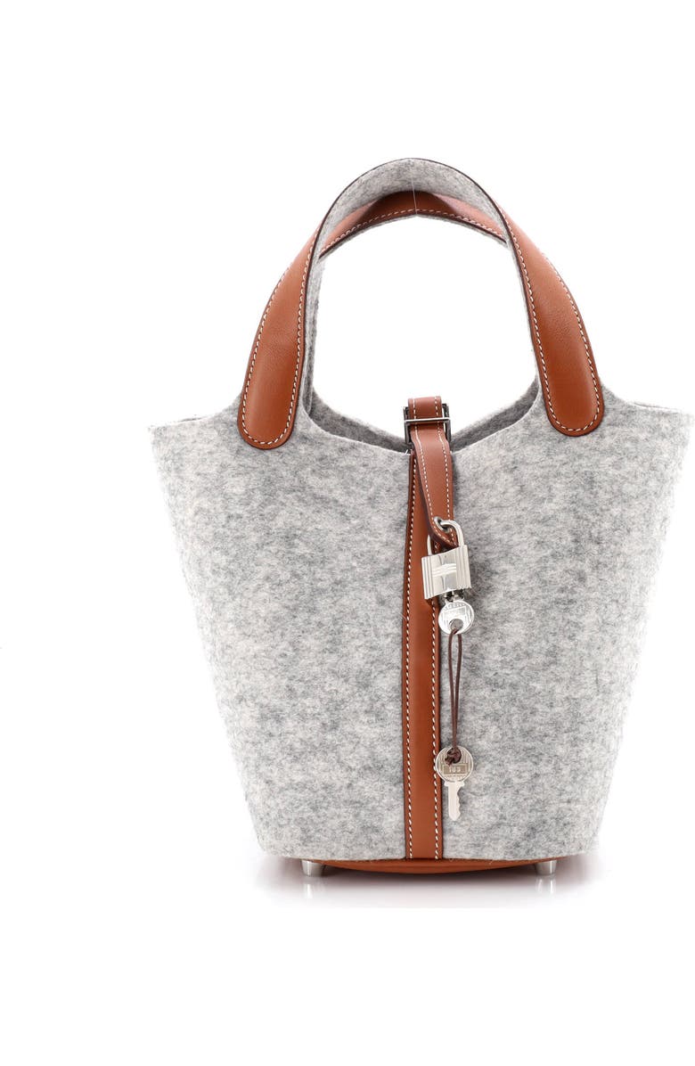 Pre-Owned Hermes Picotin Lock Bag Felt with Leather PM, Main, color, Gris Clair