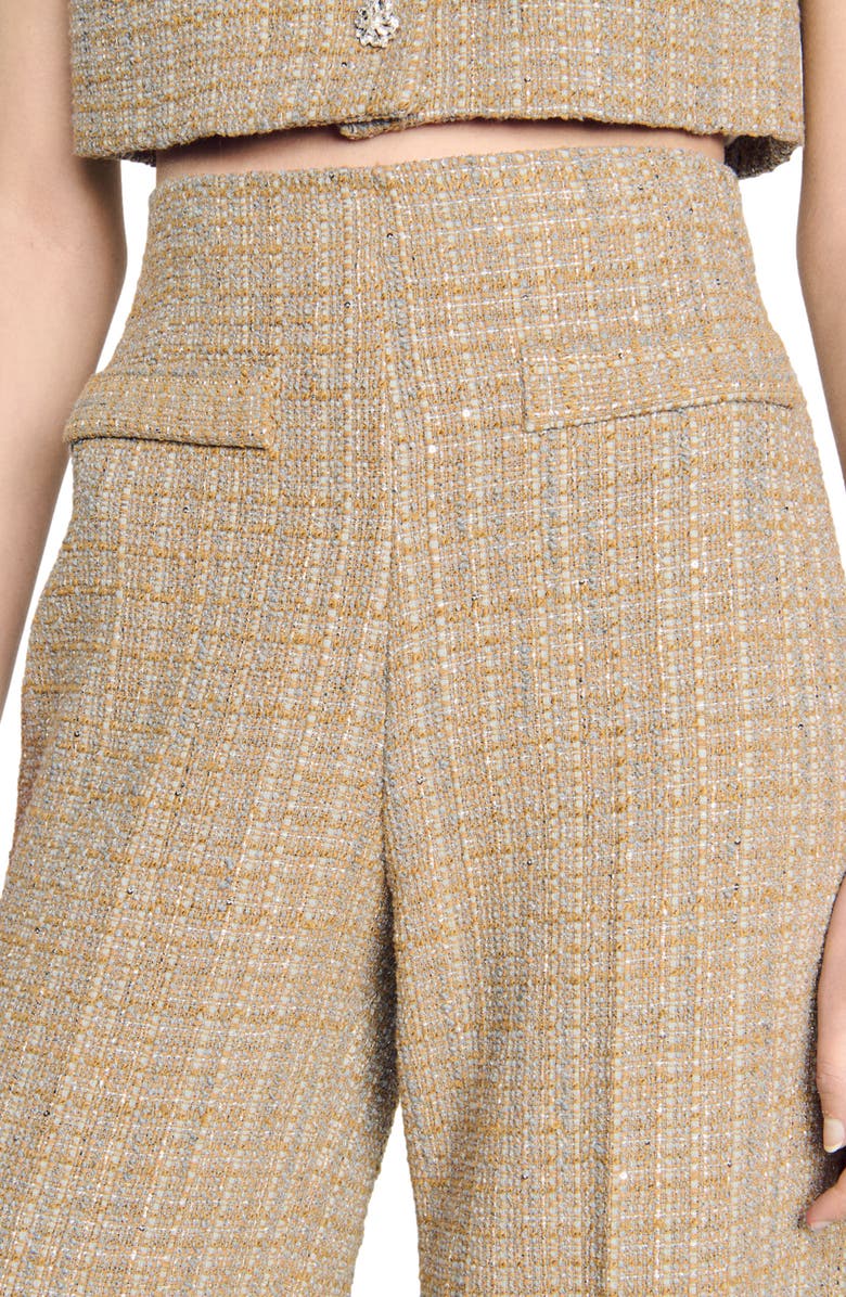SANDRO Straight-leg tweed trousers, Alternate, color, 