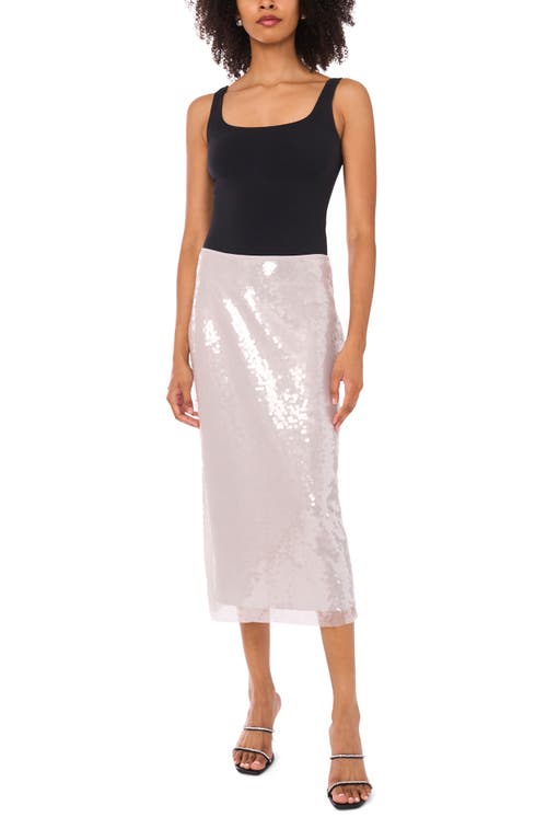 1.state Sequin Column Midi Skirt In Metallic