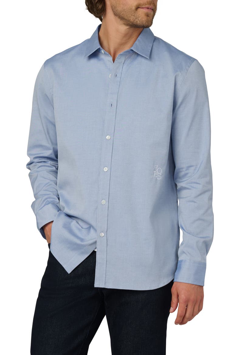 The Grant Monogram Button-Up Shirt, Main, color, DARK CHAMBRAY