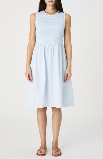 French Connection Smocked Sleeveless A-line Dress In Blue