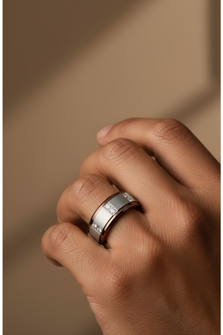 Beowulf Raised Center Tungsten Wedding Band, Alternate, color, Espresso