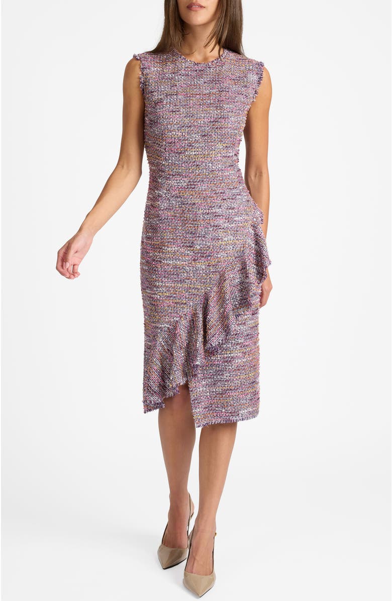 Santorelli Cami Tweed Sleeveless Ruffle Dress, Main, color, Dusty Lilac