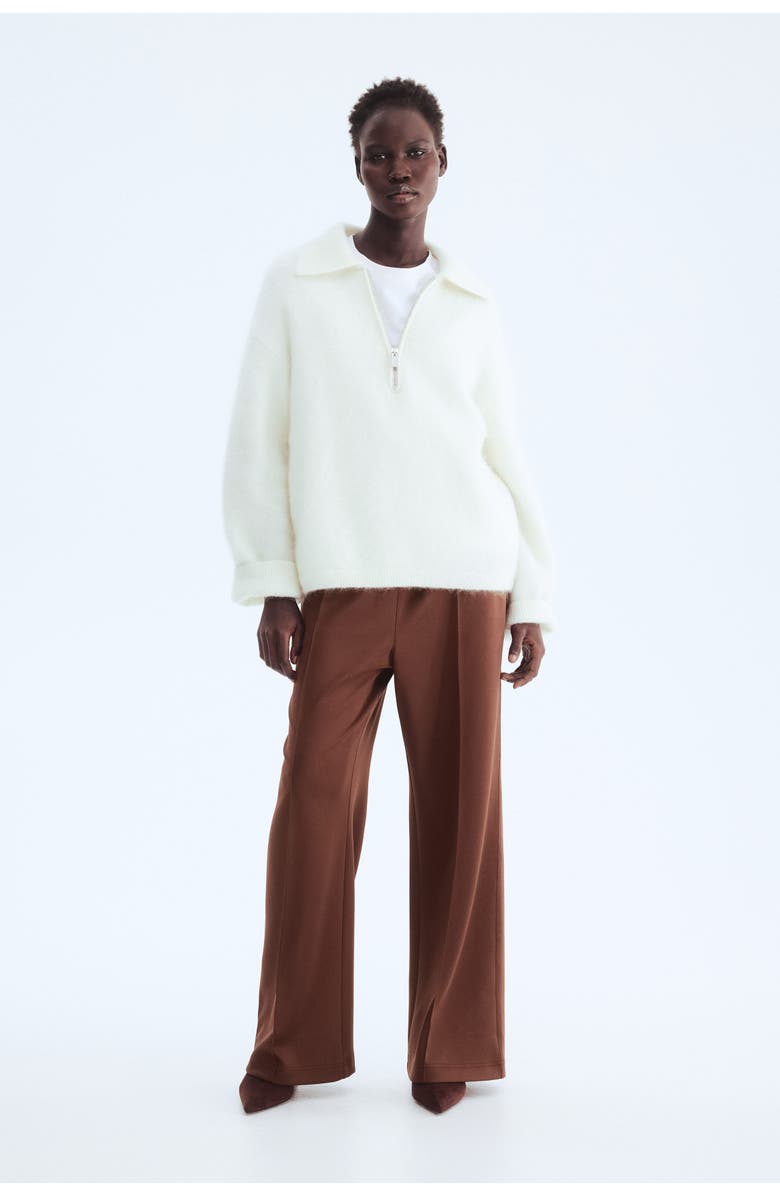 H&M Crease-front pull-on pants, Alternate, color, Brown