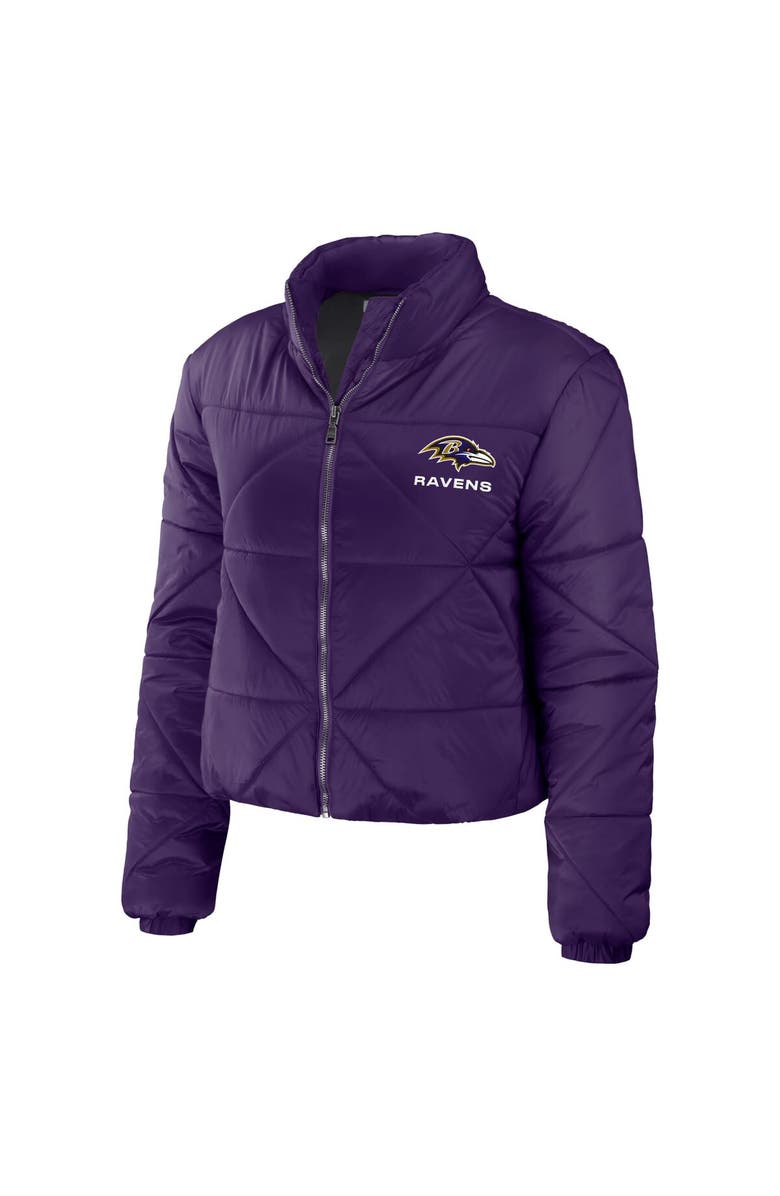 WEAR by Erin Andrews Women's WEAR by Erin Andrews  Purple Baltimore Ravens Cropped Puffer Full-Zip Jacket, Alternate, color, 