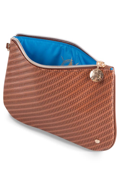 Stephanie Johnson Rosewood Cognac Aria Large Flat Cosmetics Pouch In Beige