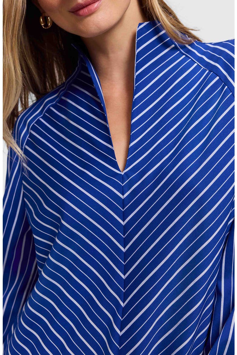 Daphne Stripe Stretch Cotton Blend Pullover Shirt, Alternate, color, BLUE/ WHITE