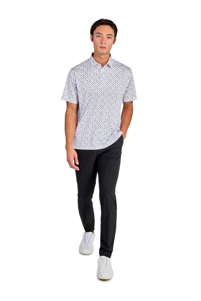 Regular Fit Golf Ball Print Recycled Performance Golf Polo, Alternate, color, WHITE/BLACK