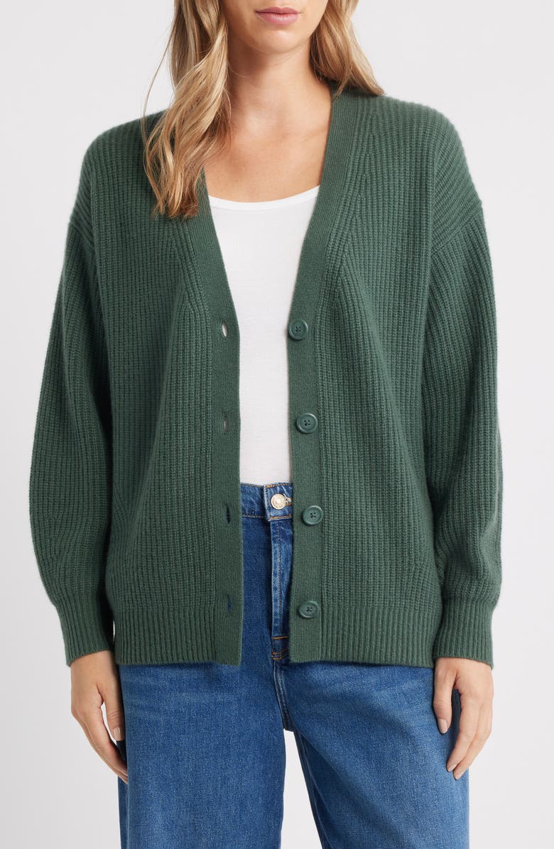 MARGARET O'LEARY Fairfax Cashmere Cardigan, Main, color, Kale
