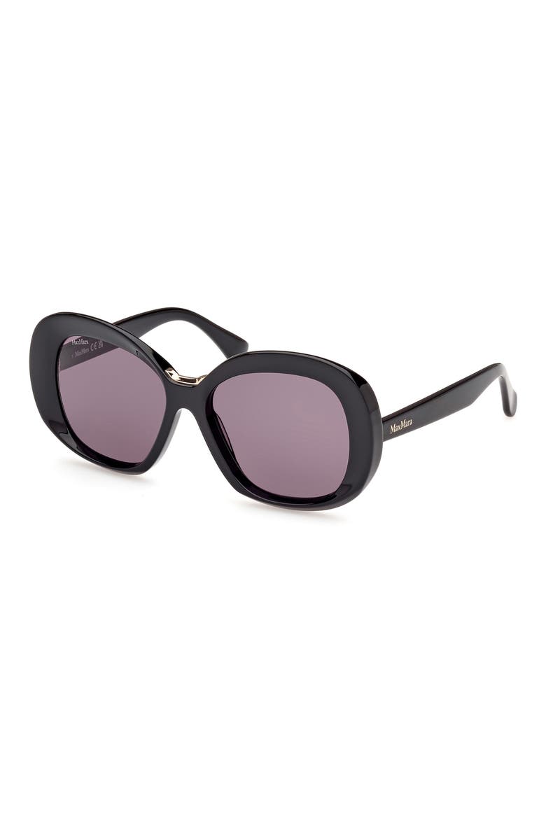 Edna 55mm Round Sunglasses, Alternate, color, SHINY BLACK / SMOKE