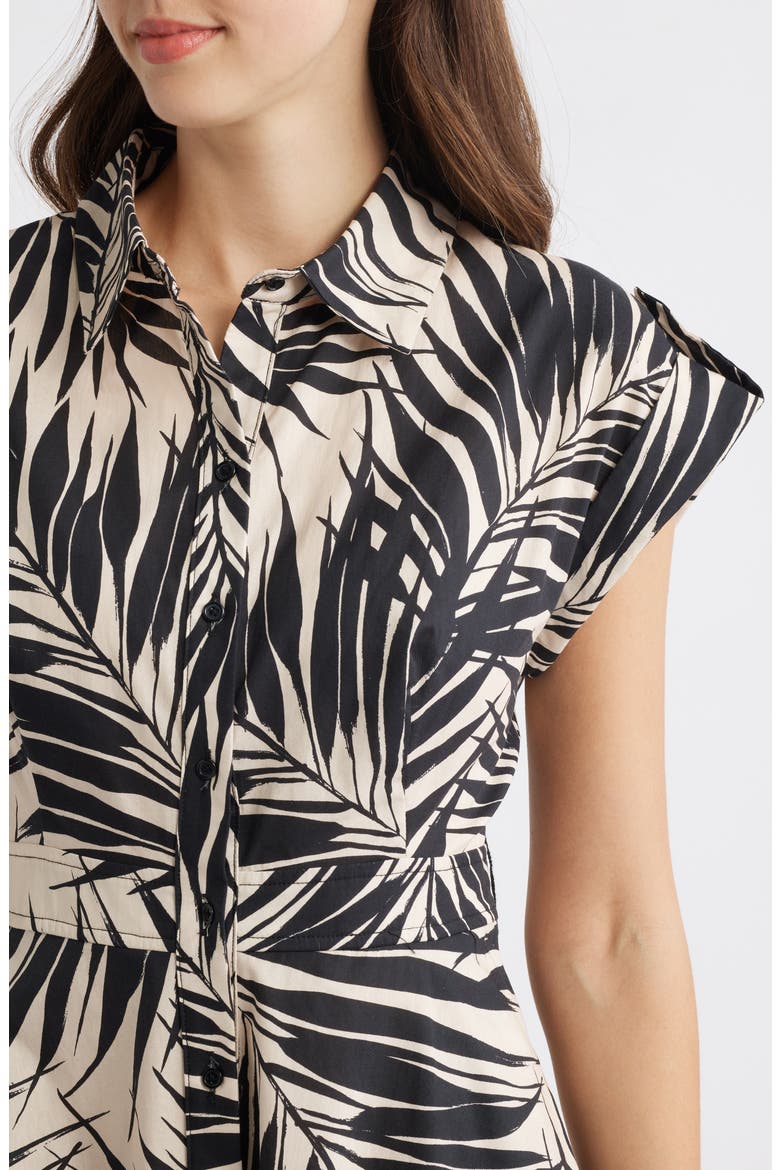 Fern Print Cotton Poplin Midi Shirtdress, Alternate, color, BLACK SAND