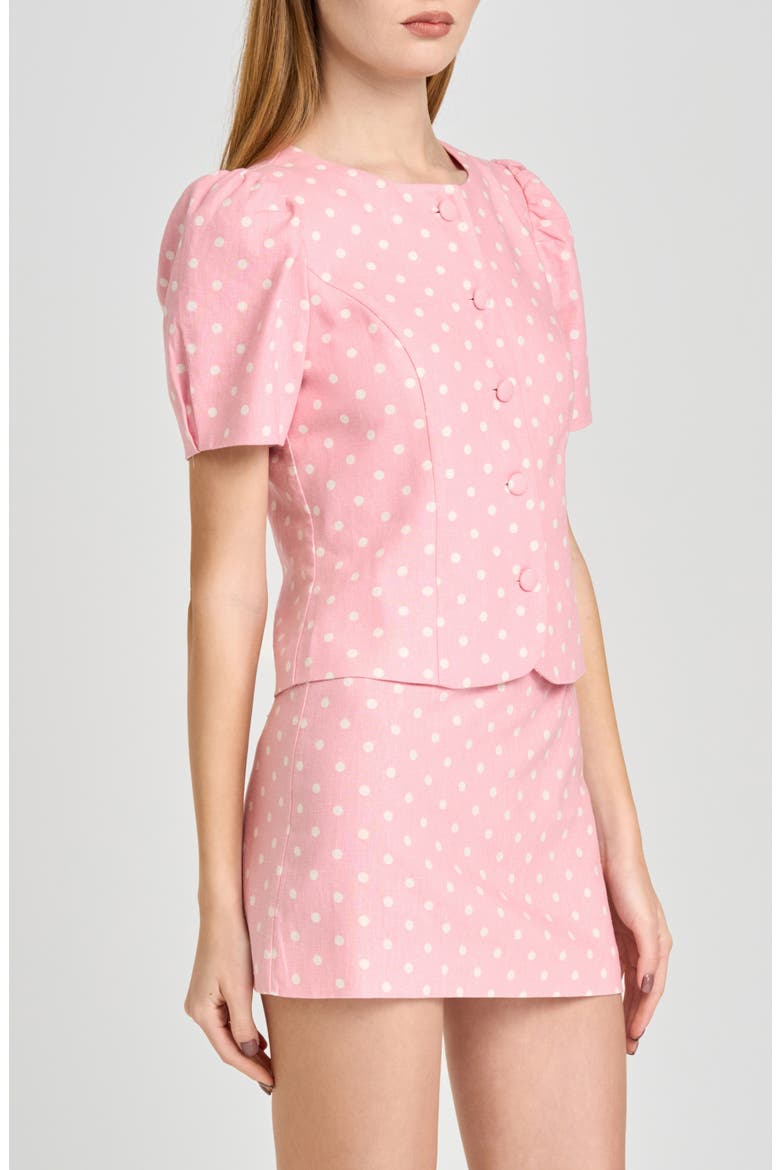 Blair Polka Dot Button-Up Top, Alternate, color, PINK POLKA DOT