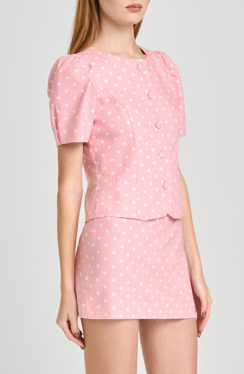 WAYF Blair Polka Dot Button-Up Top, Alternate, color, Pink Polka Dot