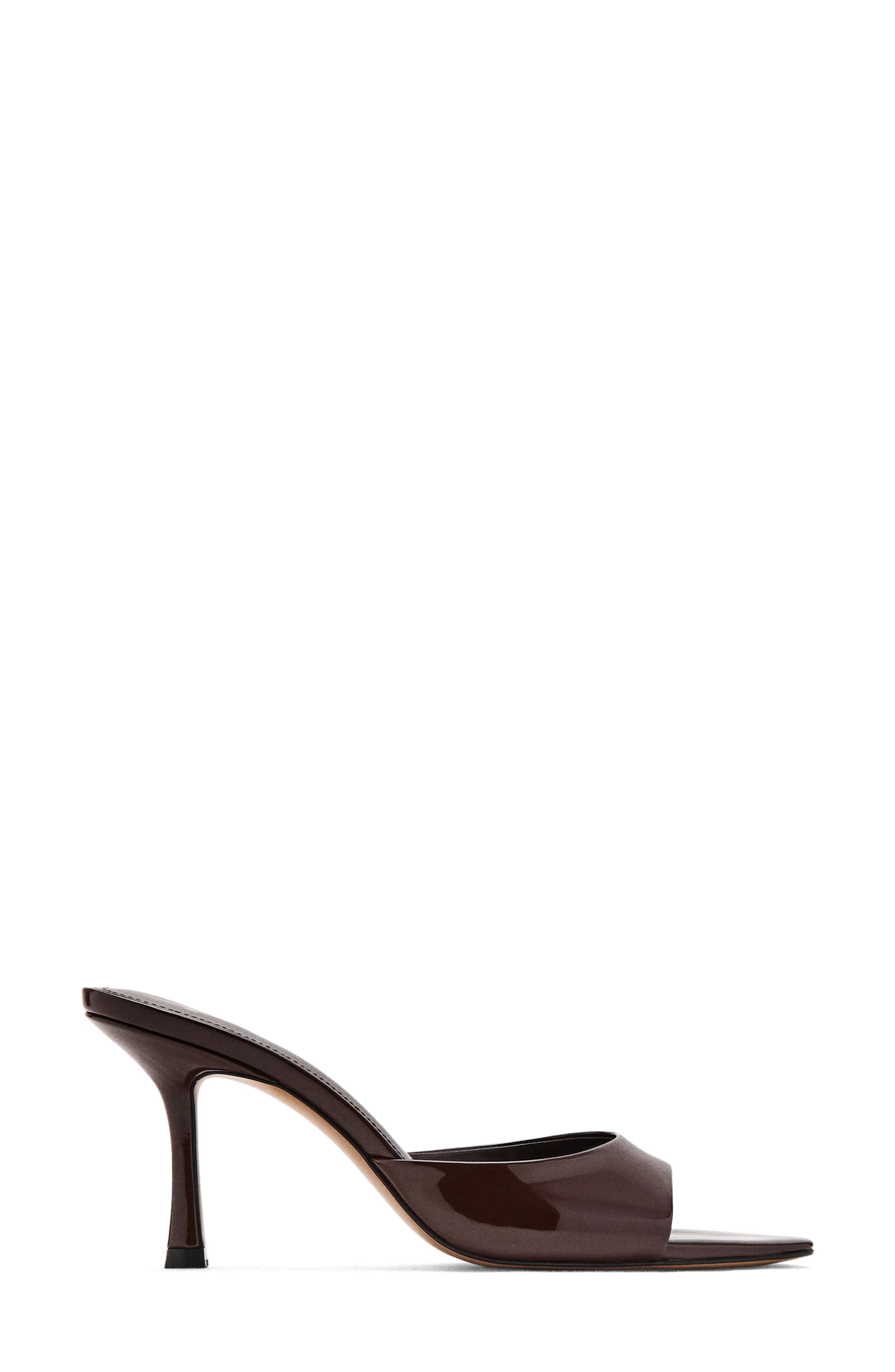 Pointed Toe Slide Sandal, Alternate, color, SHINY CHOCOLATE