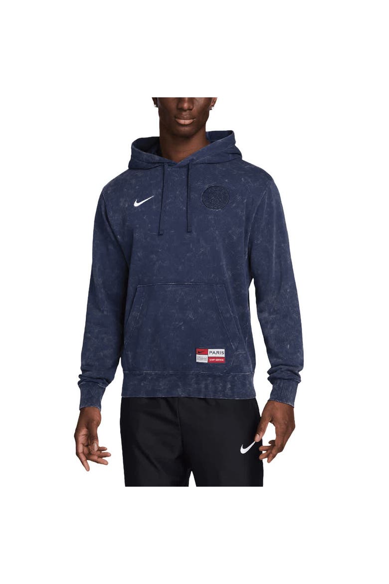 Men's Nike Navy Paris Saint-Germain Club Washed Pullover Hoodie, Main, color, Navy