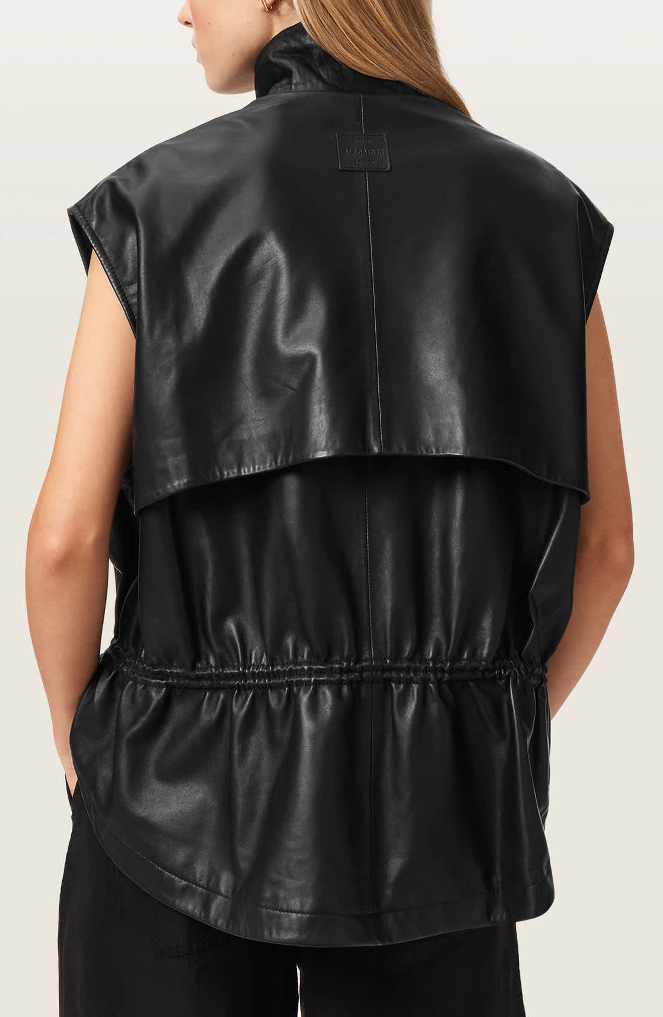 Flor Zip-Up Leather Gilet - image 2