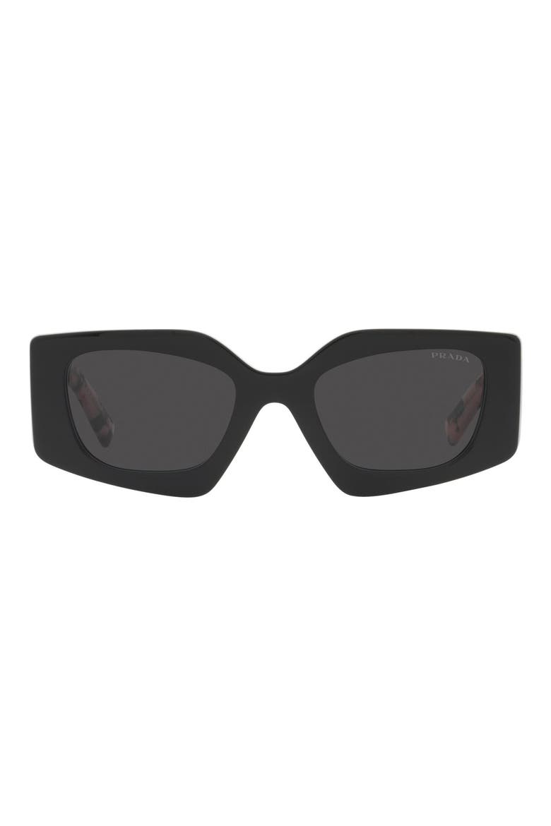 51mm Rectangular Sunglasses, Main, color, BLACK